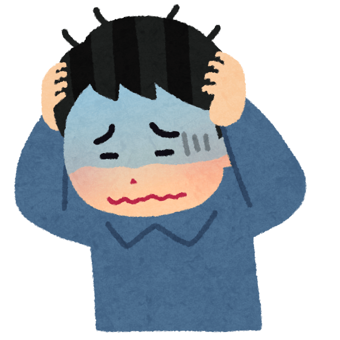 髪をくしゃくしゃにしながら 困った顔をして頭を抱える 悩む 男性のイラスト Shougo Tv Official Web Site